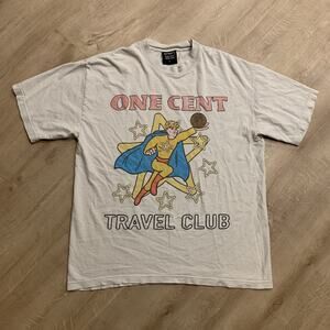 Howdy One Cent Travel Club T-Shirt Mens Large Ryan Trahan White Adventure Awaits